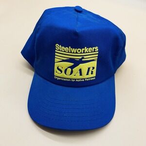 Vtg United Steelworkers Hat SOAR Vintage‎ Adjustable Strapback Blue USA
